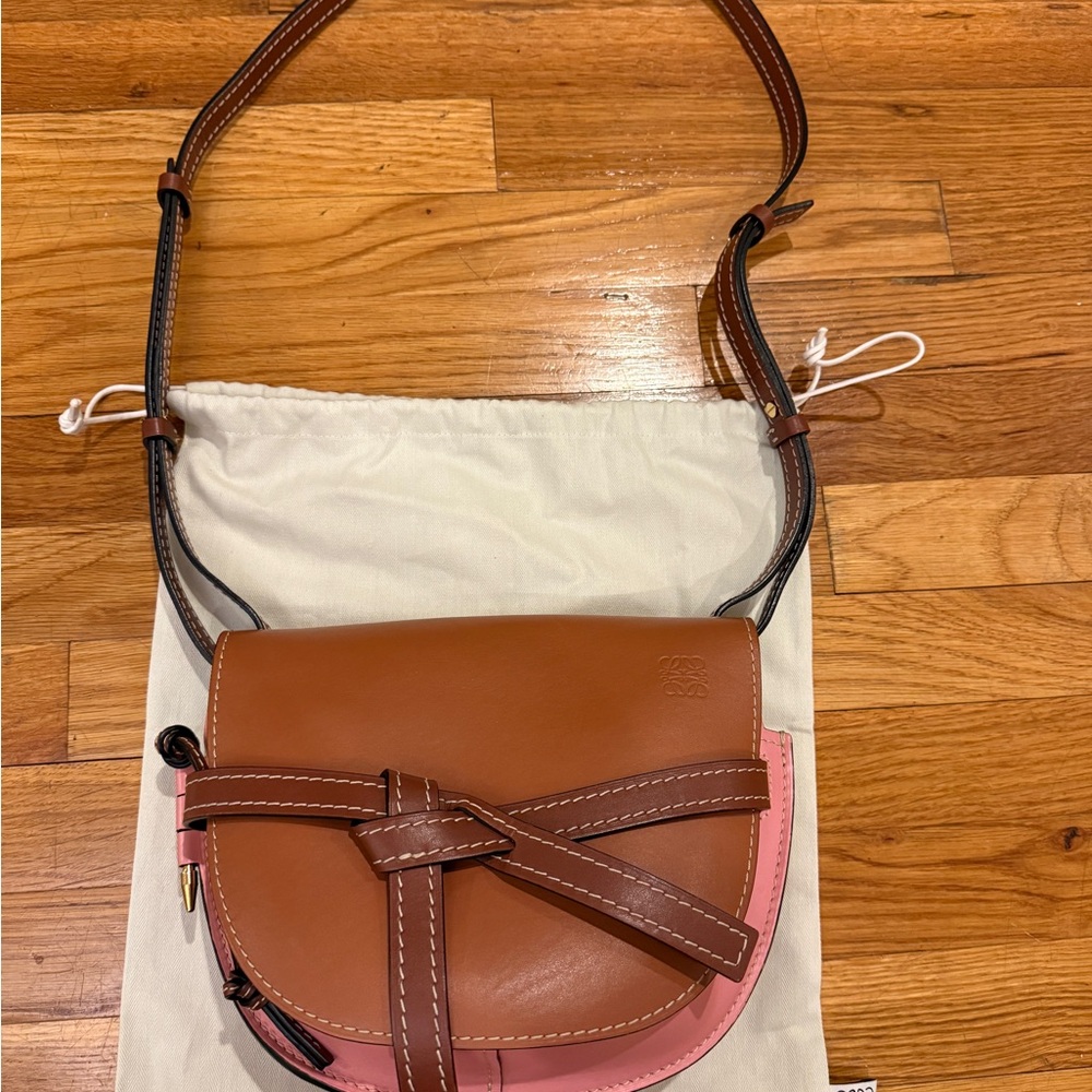Loewe Brown and Pink Leather large gate Bag